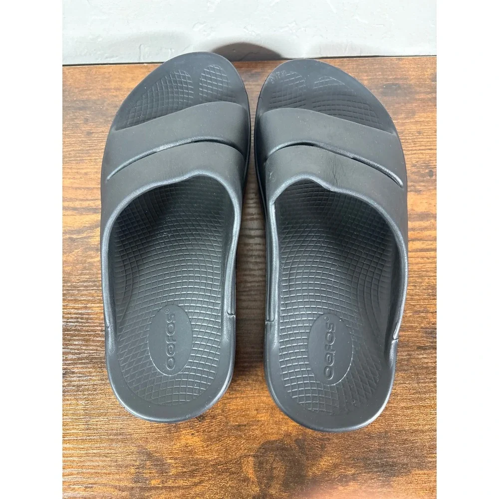 OOFOS OOahh Black Recovery Slide Sandals Mens 8 Womens 10 EU 41 Comfort Shoes